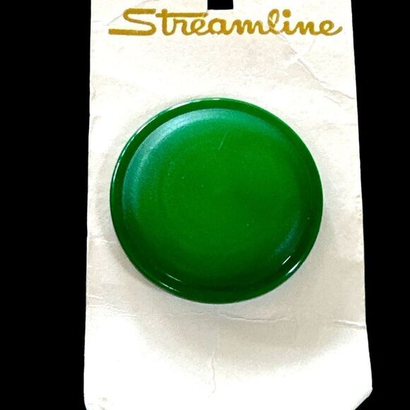 Lot 6 large vintage green plastic buttons metal shank 1.25” Streamline NOS - Picture 3 of 4
